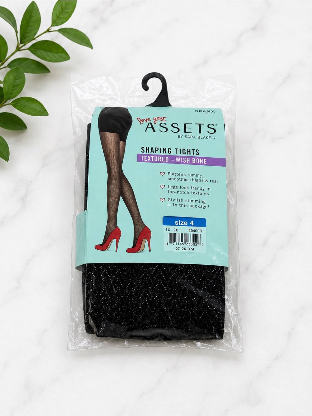 Spanx Love your Assets by Sara Blakely Black Textured Shaping Tights - Size 4
